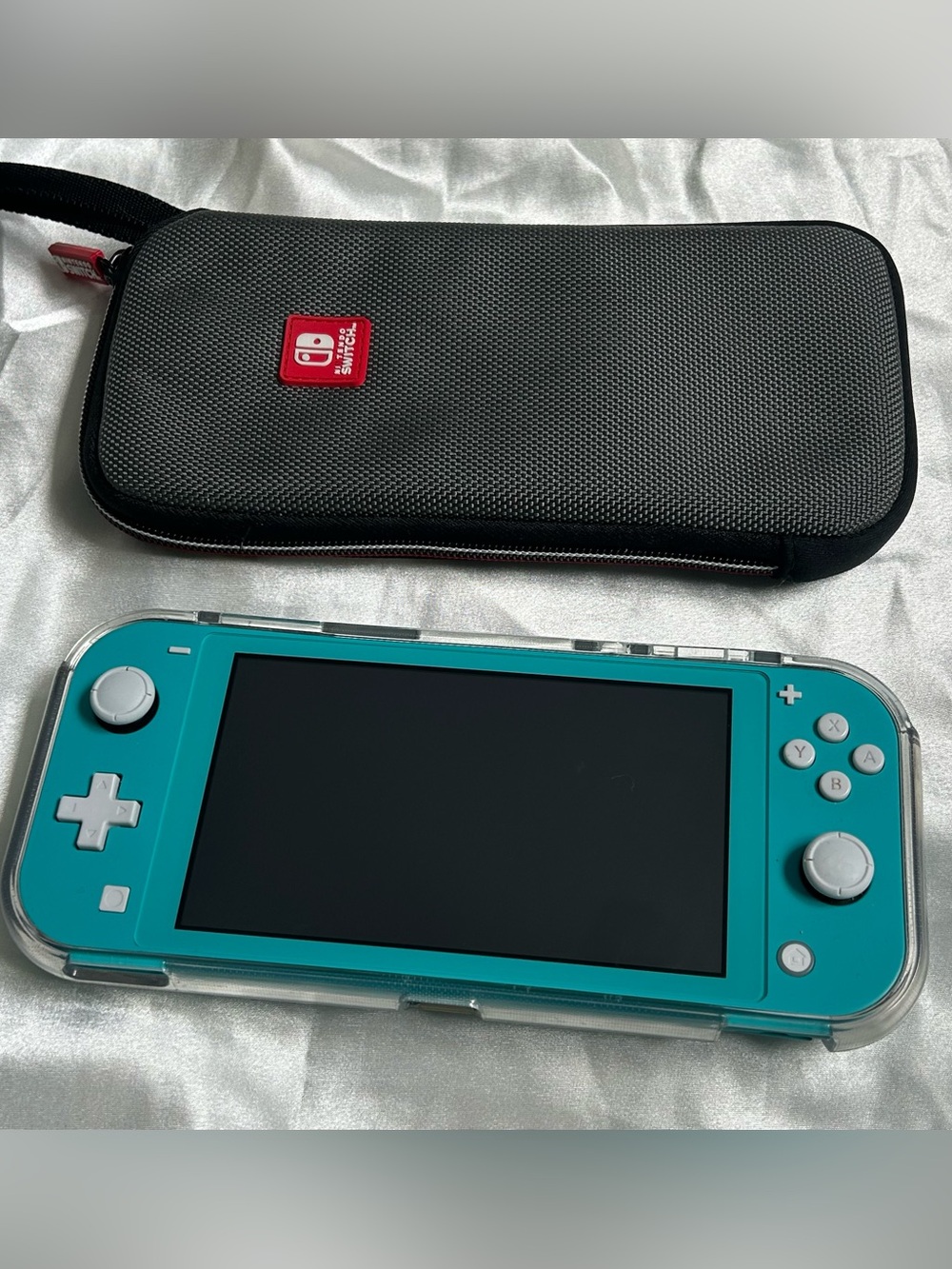 turquoise nintendo switch lite with case and cover bundle